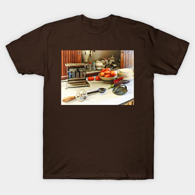Kitchens - Bowl Of Tomatoes On Counter T-Shirt by SusanSavad